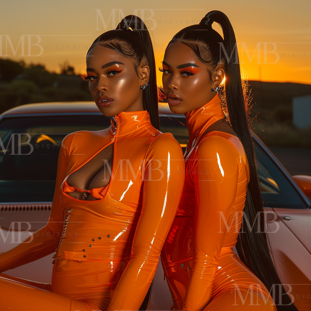 Ladies in orange hair photoshoot (11 stock photos)