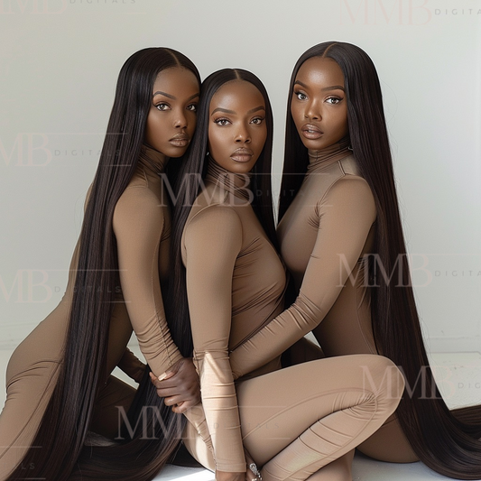 Ladies In brown hair photoshoot (11 stock photos)