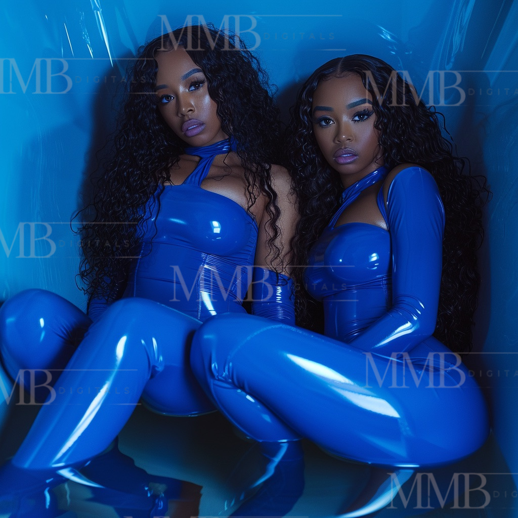 Ladies in blue hair photoshoot (11 stock photos)